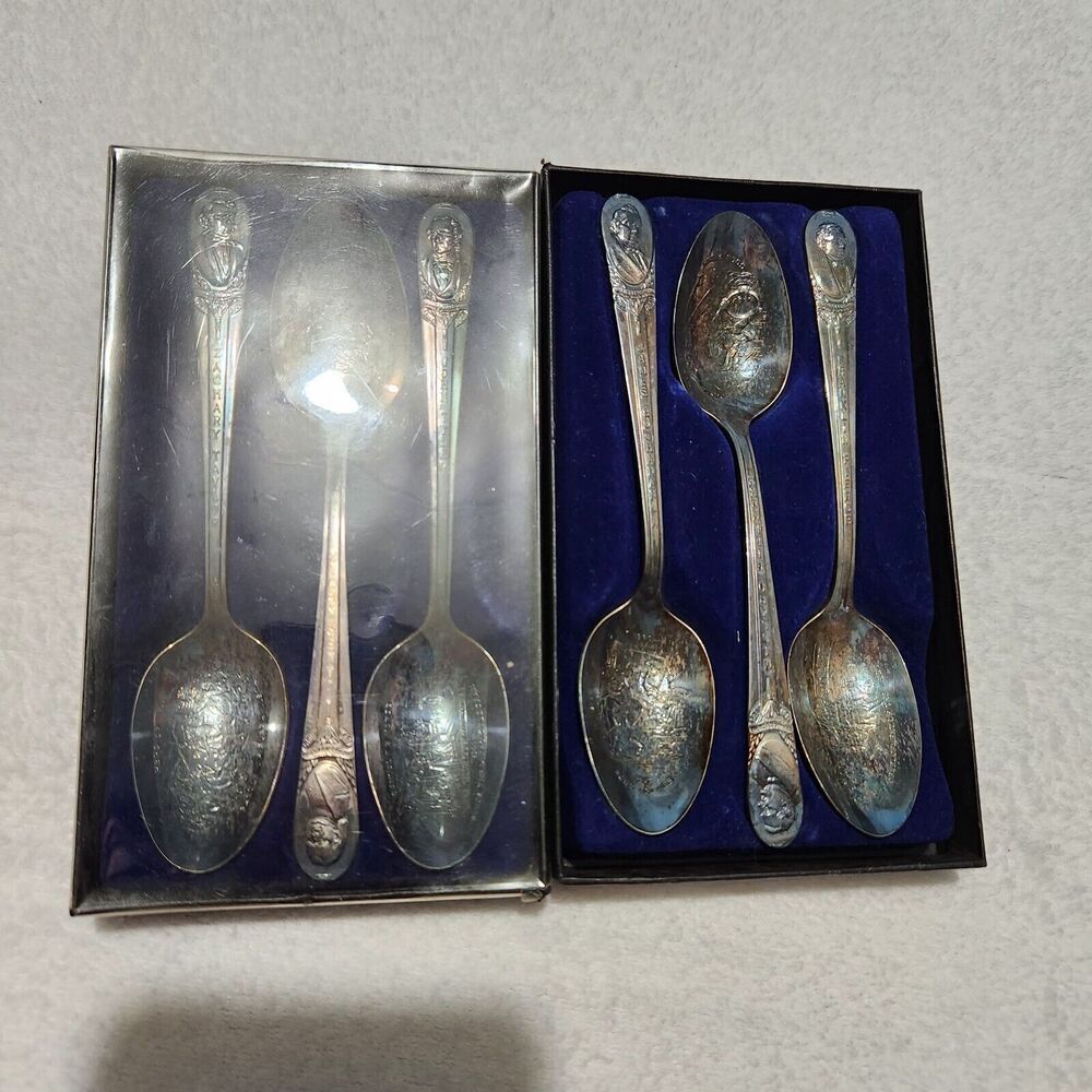 Vtg Presidents Commemorative 6” Silver Plate Spoons 6pcs!!!